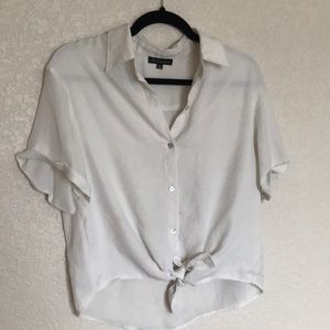 White Blouse with tie bottom